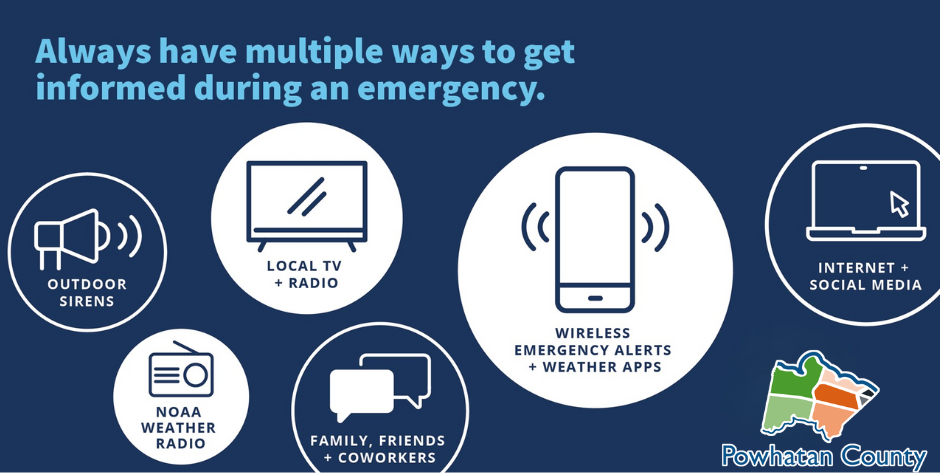 stay informed with Powhatan logo graphic