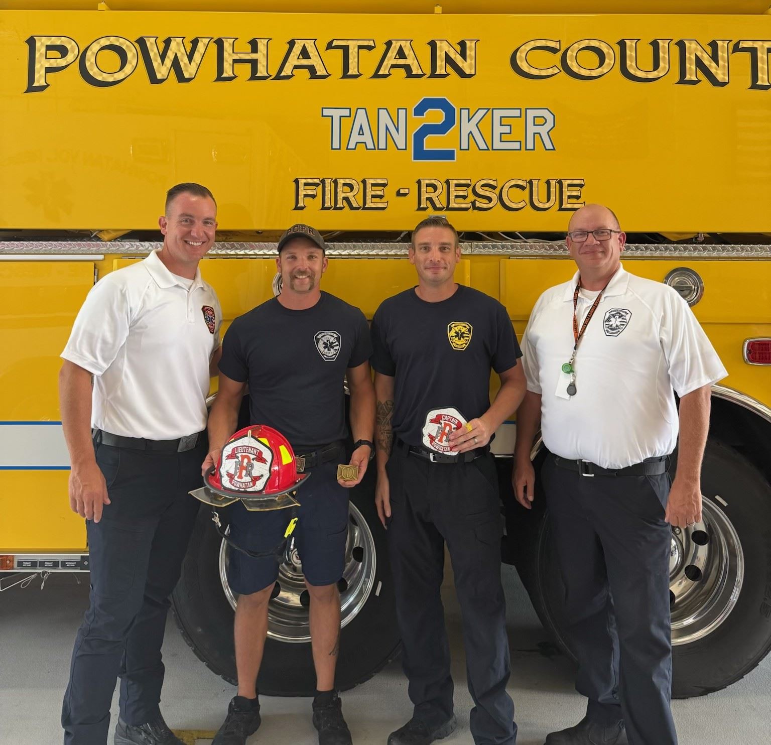 Fire Rescue Chief, Deputy Fire Chief with new Captain and Lieutenant 